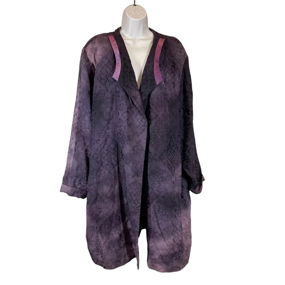 Julie De Venzal purple antique damask lagenlook open front cloak coat art 2 wear
